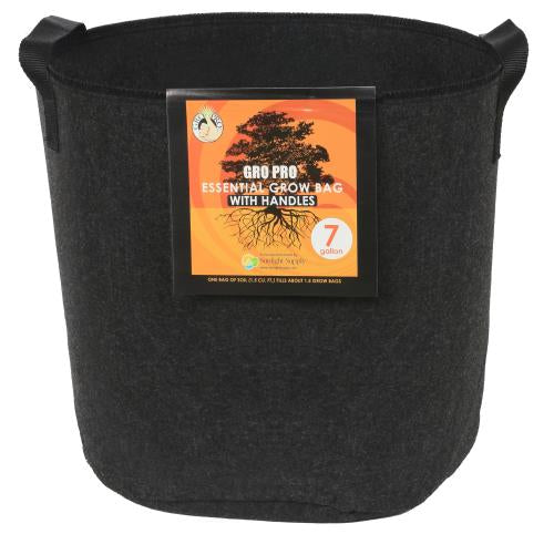 Gro Pro Essential Round Fabric Pot w/ Handles 7 Gallon - Black (84/Cs)